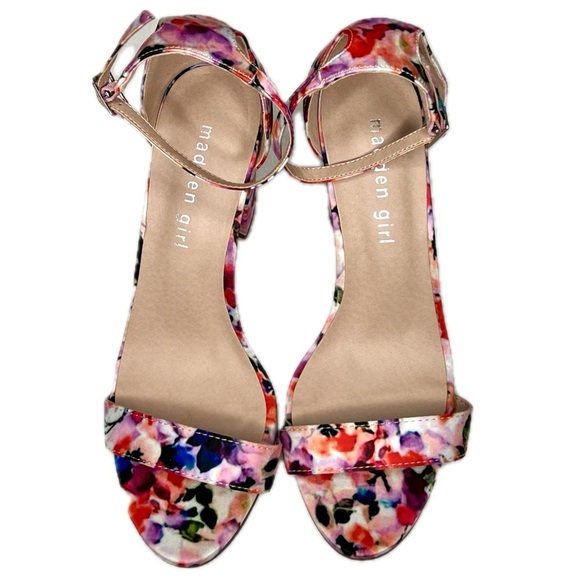 Madden Girl Heeled Sandals BEELLA Ankle Strap Block Heel Floral Multicolor 6.5 - Picture 7 of 15